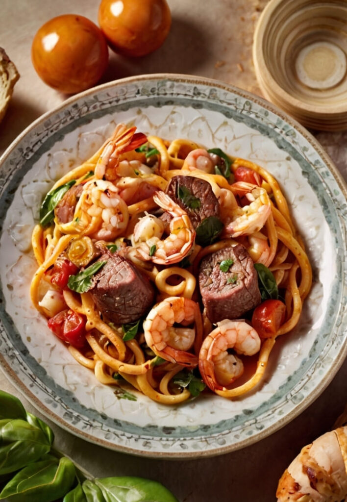 Calabrian Steak and Shrimp Bucatini Recipe
