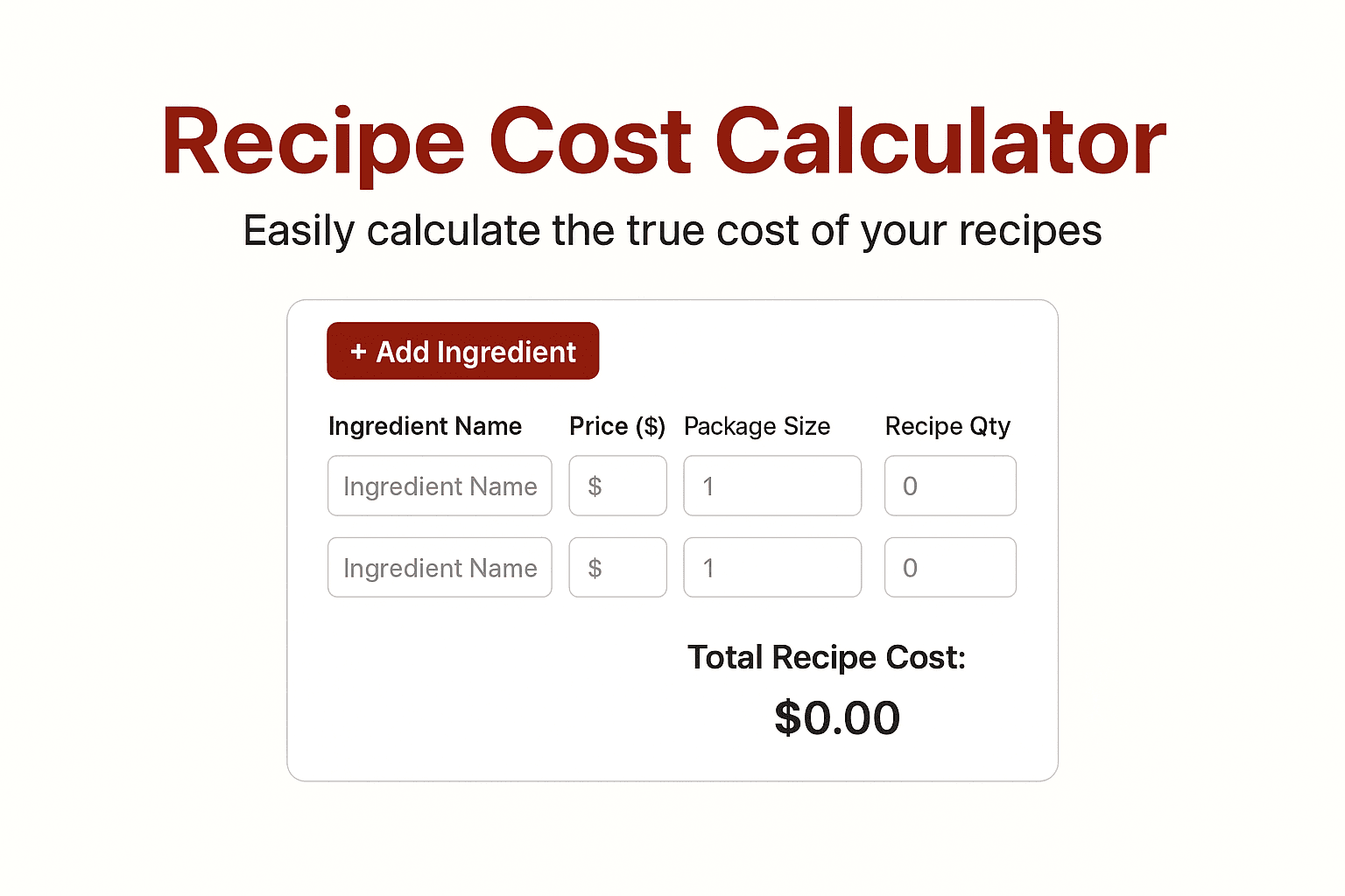 Recipe Cost Calculator