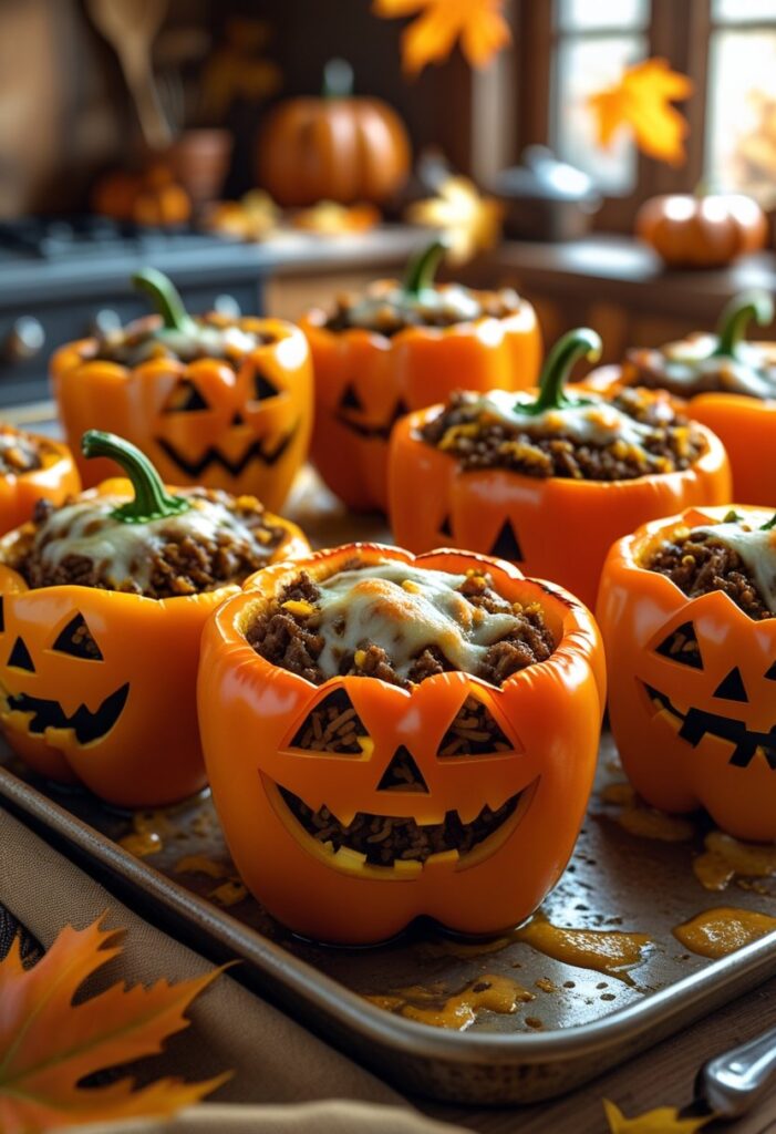 Jack-o’-Lantern Stuffed Peppers
