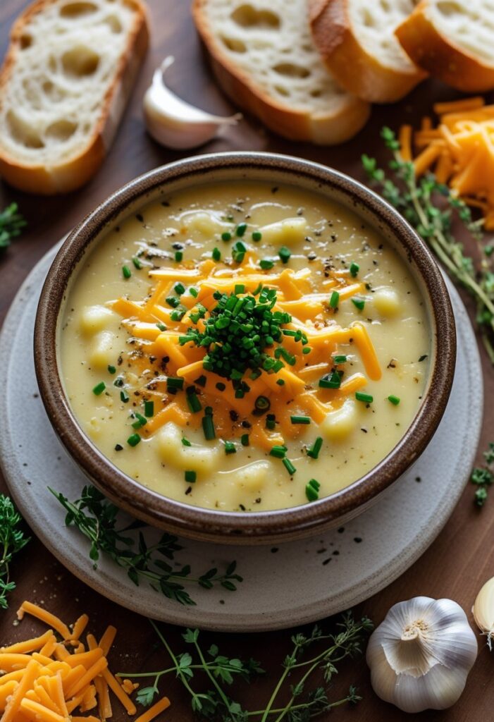 Cheddar Garlic Herb Potato Soup Recipe