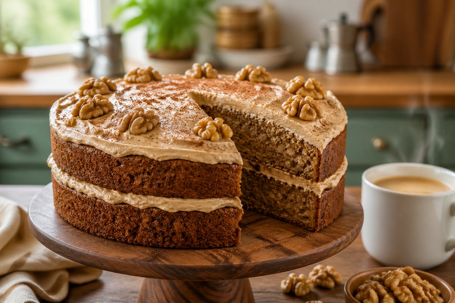 Hairy Bikers Coffee and Walnut Cake Recipe