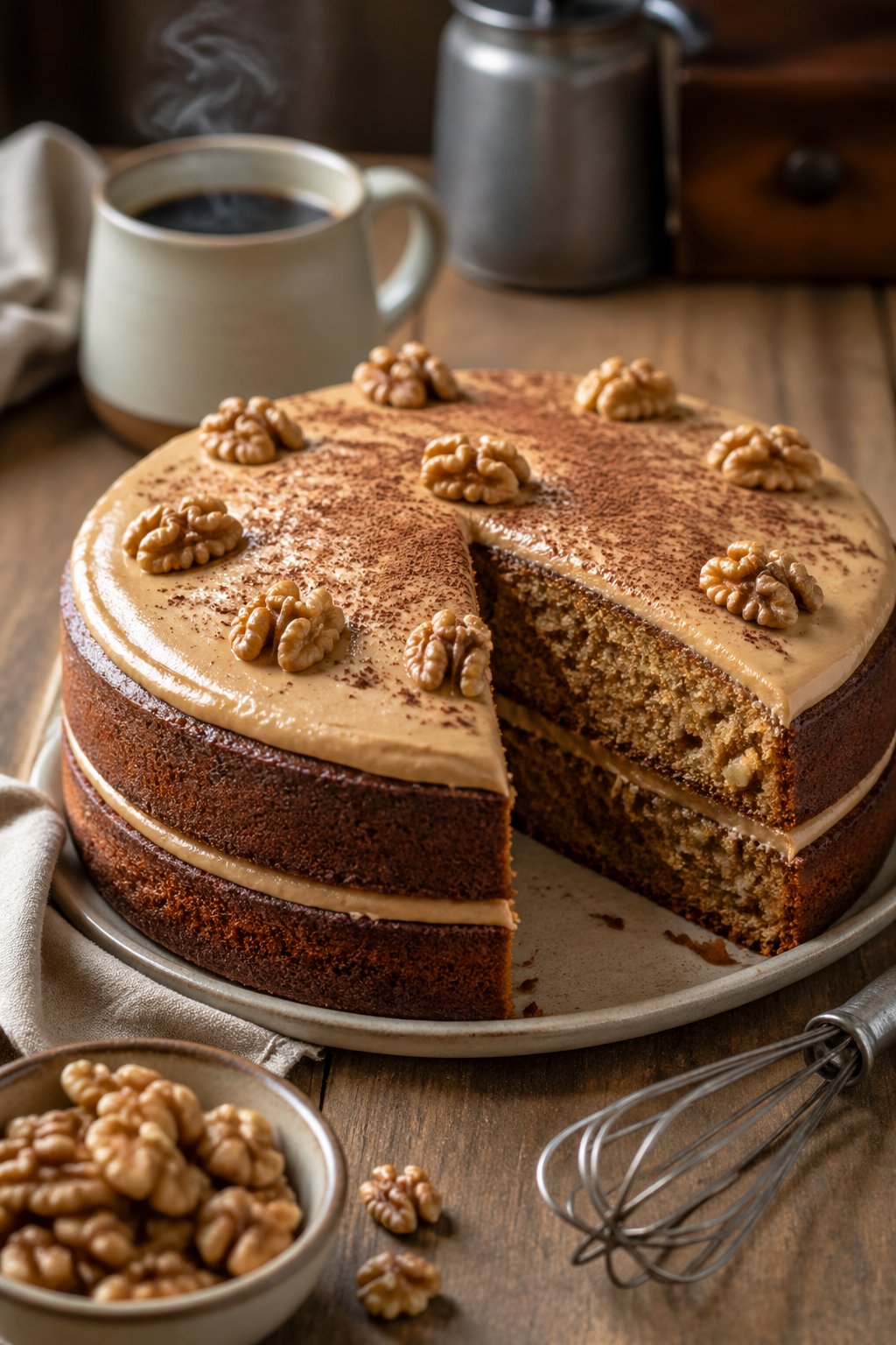 Hairy Bikers Coffee and Walnut Cake